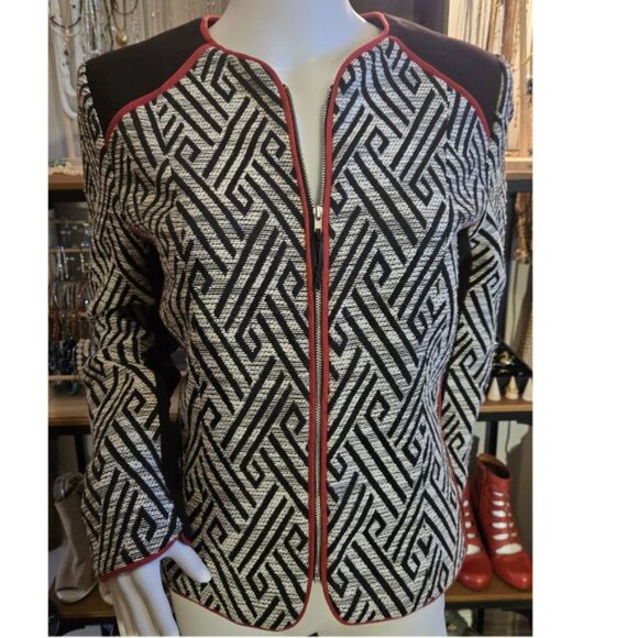 NWOT Black White Blazer Jacket Size 10 - Picture 1 of 9